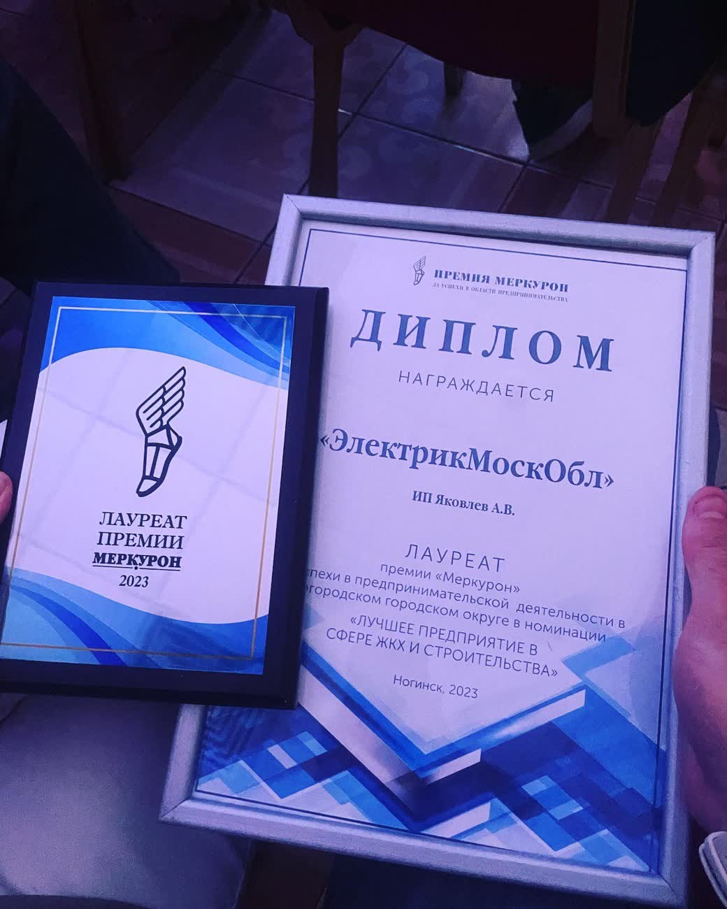 Скан: диплом премии «Меркурон»